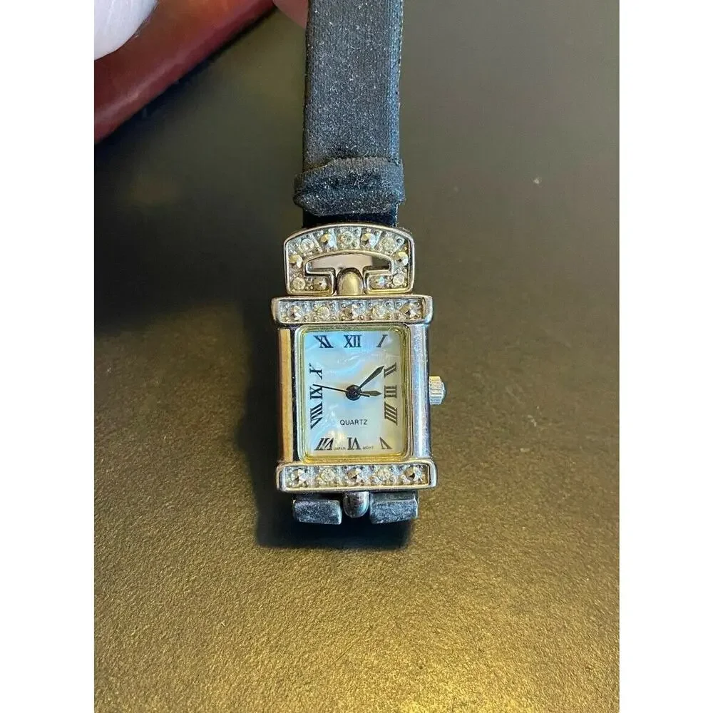 Women's Silver Tone Avon Watch, MOP Face, Crystal Accents